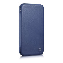 iCarer CE Premium Leather Folio Case iPhone 14 Pro Magnetic Flip Leather Folio Case MagSafe Blue (WMI14220714-BU)