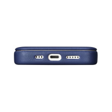 iCarer CE Premium Leather Folio Case iPhone 14 Pro Magnetic Flip Leather Folio Case MagSafe Blue (WMI14220714-BU)