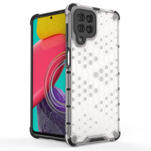 Korinio korpuso šarvuotas dangtelis su gelio rėmeliu, skirtas Samsung Galaxy M53 5G skaidrus