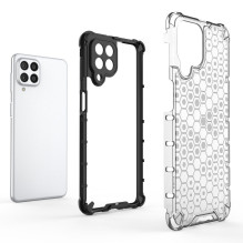 Korinio korpuso šarvuotas dangtelis su gelio rėmeliu, skirtas Samsung Galaxy M53 5G skaidrus