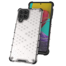 Korinio korpuso šarvuotas dangtelis su gelio rėmeliu, skirtas Samsung Galaxy M53 5G skaidrus