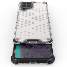 Korinio korpuso šarvuotas dangtelis su gelio rėmeliu, skirtas Samsung Galaxy M53 5G skaidrus