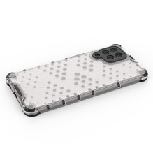 Korinio korpuso šarvuotas dangtelis su gelio rėmeliu, skirtas Samsung Galaxy M53 5G skaidrus