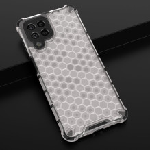 Korinio korpuso šarvuotas dangtelis su gelio rėmeliu, skirtas Samsung Galaxy M53 5G skaidrus