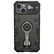 Nillkin CamShield Armor Pro Case iPhone 14 Plus dėklo šarvuotas dangtelis su fotoaparato dangtelio žiedo stovu juodas