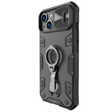 Nillkin CamShield Armor Pro Case iPhone 14 Plus dėklo šarvuotas dangtelis su fotoaparato dangtelio žiedo stovu juodas