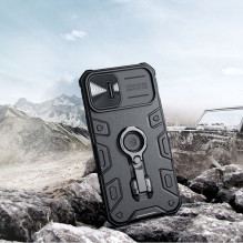 Nillkin CamShield Armor Pro Case iPhone 14 Plus dėklo šarvuotas dangtelis su fotoaparato dangtelio žiedo stovu juodas