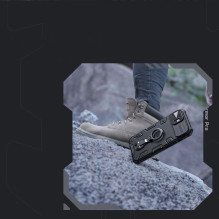Nillkin CamShield Armor Pro Case iPhone 14 Plus dėklo šarvuotas dangtelis su fotoaparato dangtelio žiedo stovu juodas