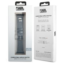 Karl Lagerfeld KLAWMOKHG Apple Watch Strap 38 / 40 / 41mm silver / silver strap Saffiano Karl Heads