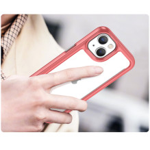 Outer Space Case iPhone 14 Plus kietas dangtelis su gelio rėmeliu raudonos spalvos