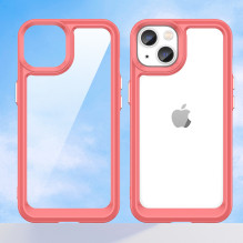 Outer Space Case iPhone 14 Plus kietas dangtelis su gelio rėmeliu raudonos spalvos