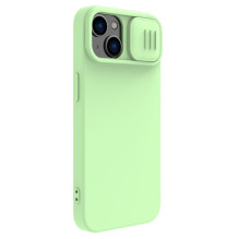 Nillkin CamShield Silky Silicone Case iPhone 14 Plus dėklas su fotoaparato dangteliu žalias