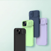 Nillkin CamShield Silky Silicone Case iPhone 14 Plus dėklas su fotoaparato dangteliu žalias
