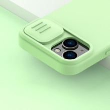 Nillkin CamShield Silky Silicone Case iPhone 14 Plus dėklas su fotoaparato dangteliu žalias
