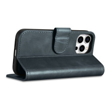 „iCarer Oil Wax Wallet Case“ 2 viename dangtelis „iPhone 14 Pro Max“ odinis atverčiamas dangtelis, mėlynas anti-RFID (WM