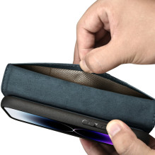 „iCarer Oil Wax Wallet Case“ 2 viename dangtelis „iPhone 14 Pro Max“ odinis atverčiamas dangtelis, mėlynas anti-RFID (WM