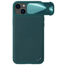 Nillkin CamShield Leather S Case iPhone 14 Plus dėklo dangtelis su fotoaparato dangteliu žalias