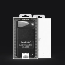 Nillkin CamShield Leather S Case iPhone 14 Plus dėklo dangtelis su fotoaparato dangteliu žalias