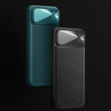 Nillkin CamShield Leather S Case iPhone 14 Plus dėklo dangtelis su fotoaparato dangteliu žalias