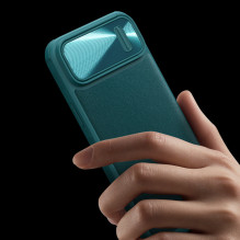 Nillkin CamShield Leather S Case iPhone 14 Plus dėklo dangtelis su fotoaparato dangteliu žalias