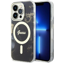 Guess GUHMP14LHTMRSK iPhone 14 Pro 6.1" black / black hardcase Golden Marble MagSafe