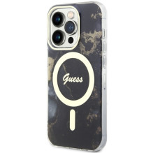 Guess GUHMP14LHTMRSK iPhone 14 Pro 6.1" black / black hardcase Golden Marble MagSafe