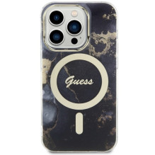 Guess GUHMP14LHTMRSK iPhone 14 Pro 6.1" black / black hardcase Golden Marble MagSafe