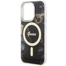 Guess GUHMP14LHTMRSK iPhone 14 Pro 6.1" black / black hardcase Golden Marble MagSafe