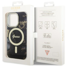 Guess GUHMP14LHTMRSK iPhone 14 Pro 6.1" black / black hardcase Golden Marble MagSafe