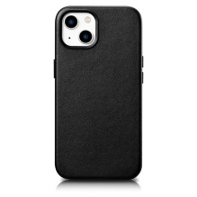 iCarer Case Odinis dangtelis iPhone 14 Plus tikros odos juodas dėklas (suderinamas su MagSafe)