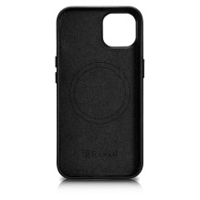 iCarer Case Odinis dangtelis iPhone 14 Plus tikros odos juodas dėklas (suderinamas su MagSafe)