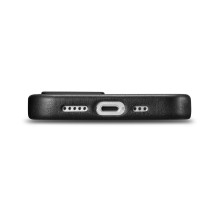 iCarer Case Odinis dangtelis iPhone 14 Plus tikros odos juodas dėklas (suderinamas su MagSafe)