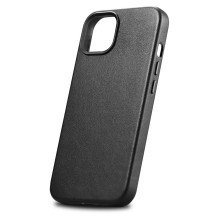 iCarer Case Odinis dangtelis iPhone 14 Plus tikros odos juodas dėklas (suderinamas su MagSafe)