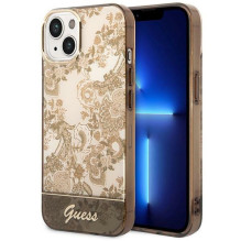 Guess GUHCP14MHGPLHC iPhone 14 Plus 6,7 colio ochros spalvos kieto dėklo porceliano kolekcija Guess GUHCP14MHGPLHC iPhone 14 Plus 6,7 colio ochros spalvos kieto dėklo porceliano kolekcija