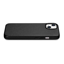 iCarer Case Odinis dangtelis iPhone 14 Plus tikros odos juodas dėklas (suderinamas su MagSafe)