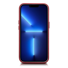 iCarer Case Odinis dėklo dangtelis iš natūralios odos skirtas iPhone 14 Plus raudonas (suderinamas su MagSafe)