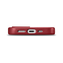 iCarer Case Odinis dėklo dangtelis iš natūralios odos skirtas iPhone 14 Plus raudonas (suderinamas su MagSafe)