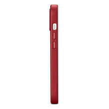 iCarer Case Odinis dėklo dangtelis iš natūralios odos skirtas iPhone 14 Plus raudonas (suderinamas su MagSafe)