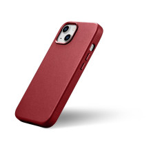 iCarer Case Odinis dėklo dangtelis iš natūralios odos skirtas iPhone 14 Plus raudonas (suderinamas su MagSafe)