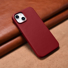 iCarer Case Leather case cover made of natural leather for iPhone 14 Plus red (compatible with MagSafe)