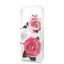 Guess GUHCN58ROSTRT iPhone 11 Pro skaidrus kietas dėklas Flower Desire Pink White Rose