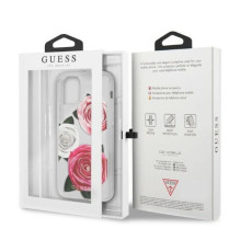 Guess GUHCN58ROSTRT iPhone 11 Pro transparent hardcase Flower Desire Pink &amp; White Rose