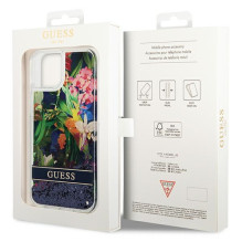 Guess GUHCP14SLFLSB iPhone 14 6.1 'mėlynas/mėlynas kietas dėklas Flower Liquid Glitter