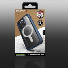 Raptic X-Doria Secure Case iPhone 14 Pro su MagSafe šarvuotu dangteliu mėlynos spalvos
