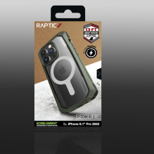 Raptic X-Doria Secure Case iPhone 14 Pro su MagSafe šarvuotu dangteliu žalia