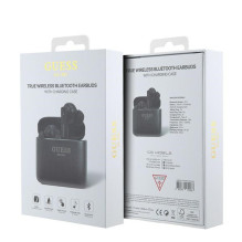 Guess Bluetooth ausinės GUTWSSU20ALEGK TWS + prijungimo stotelė juoda / juoda Spausdintas logotipas