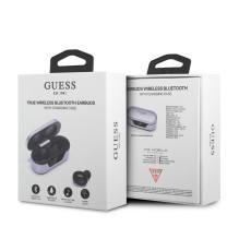 Guess GUTWST31EU TWS Bluetooth ausinės + prijungimo stotelė violetinė / violetinė