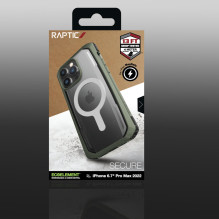 „Raptic X-Doria“ saugus dėklas, skirtas „iPhone 14 Pro Max“ su „MagSafe“ šarvuotu dangteliu, žaliu