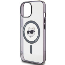 Karl Lagerfeld KLHMP15SHCHNOTK iPhone 15 6,1 colio permatomas kietas dėklas IML Choupette's Head MagSafe