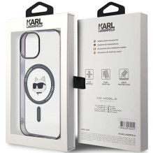 Karl Lagerfeld KLHMP15SHCHNOTK iPhone 15 6,1 colio permatomas kietas dėklas IML Choupette's Head MagSafe